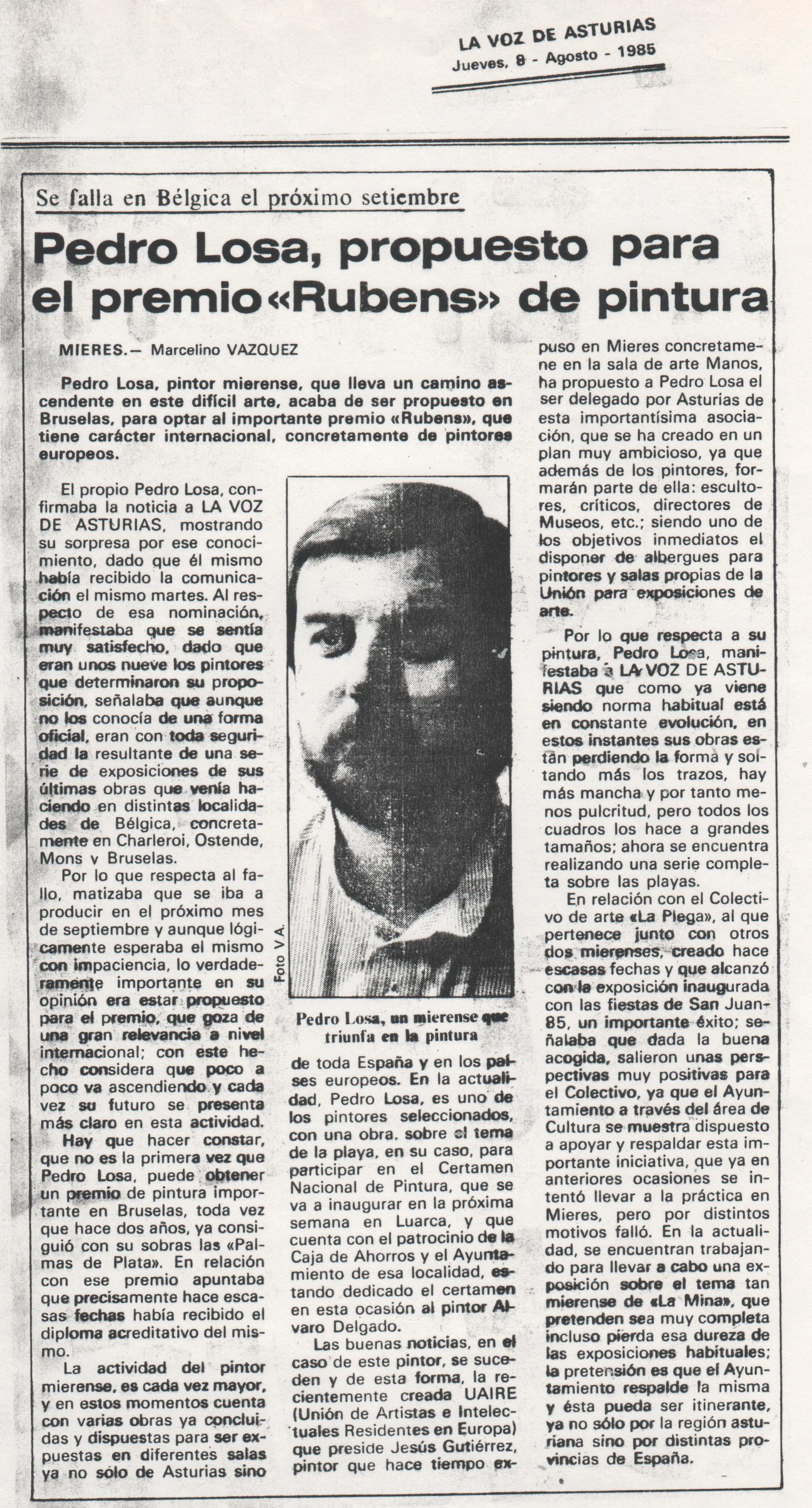 Recorte de prensa — Pedro Losa