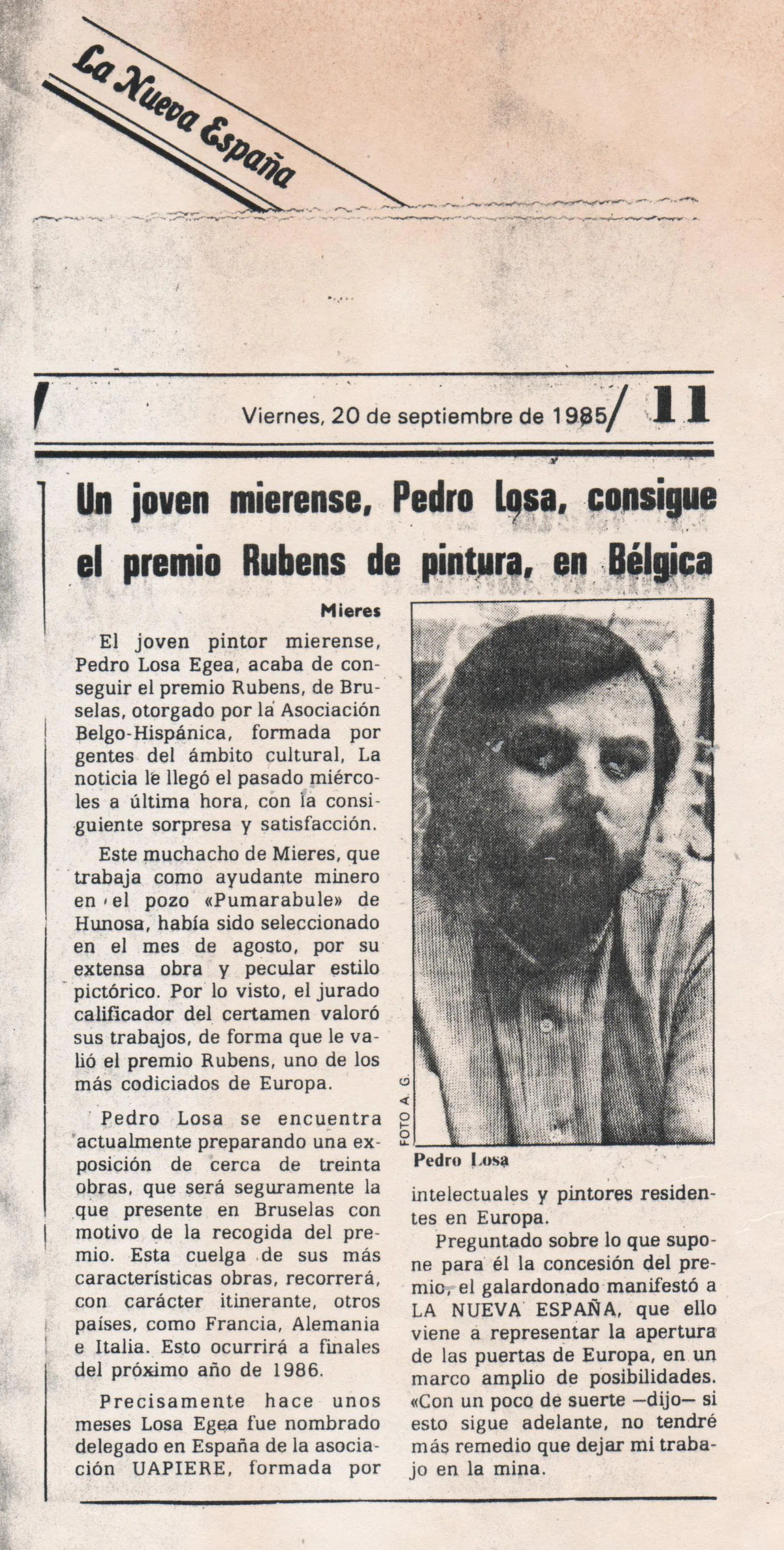 Recorte de prensa — Pedro Losa